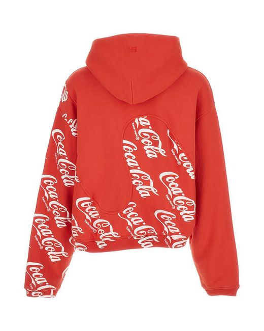 ERL Red Hoodie X Coca Cola for men
