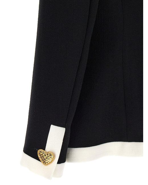 Moschino Black Heart Buttons Blazer Jackets