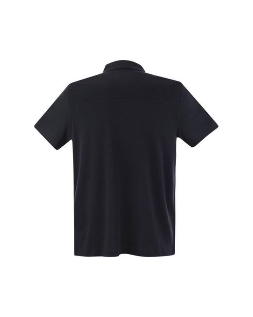 Majestic Filatures Black Short-sleeved Polo Shirt In Lyocell for men