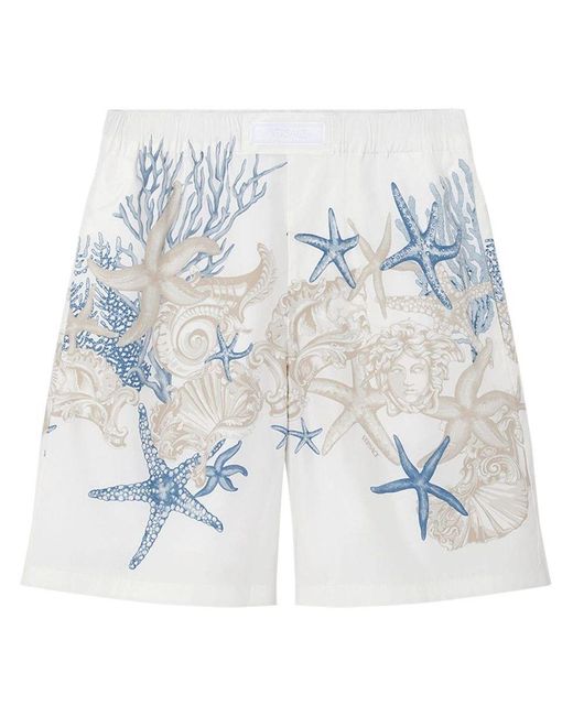 Versace Blue Fw24 Star-Printed Coral Shorts for men