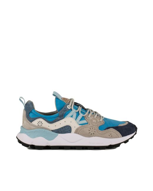 Flower Mountain Yamano 3 Light Blue And Gray Suede And Technical Fabric Sneakers for men