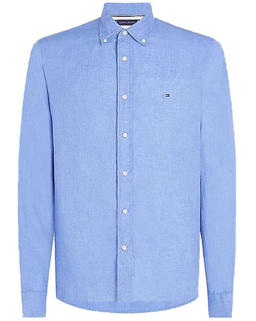 Tommy Hilfiger Blue Pigment Dyed Li Solid Rf Shirt for men