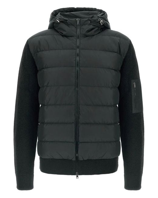 Herno Padded Bomber Jacket With Wool Sleeves Clothing in Grey for