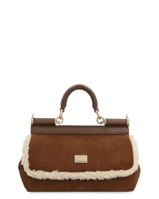 Dolce & Gabbana Brown Sicily Suede Handbag