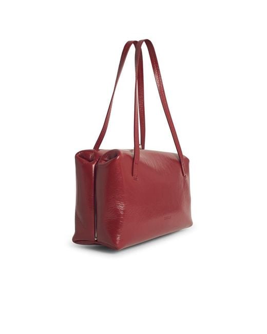 【関税＆送料込み】Jil Sander Goji Pillow' Small Burgundy L Jil Sander 'Goji Pillow' Small Burgundy Leather Pillow in