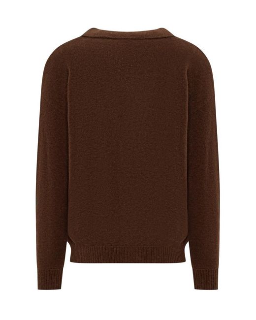 Laneus Brown Wool Cardigan for men