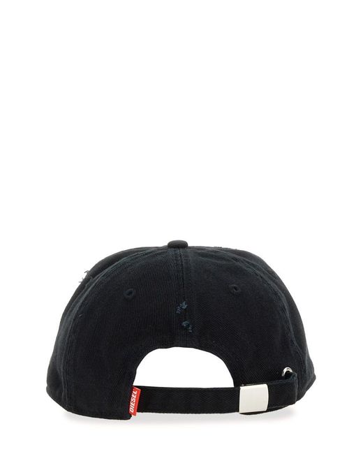 DIESEL Black Hat With Logo for men