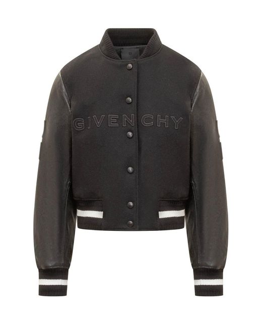 Givenchy Short Bomber Jacket In Wool And Leather in Black Lyst