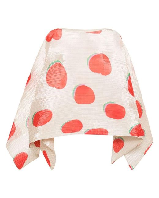 Pleats Please Issey Miyake Red Polka Dot Pleated Stole
