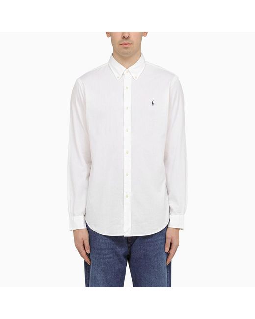 Polo Ralph Lauren White Custom Fit Oxford Shirt for men