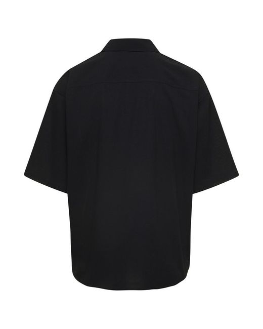 AMI Black Shirt With Short Sleeves for men