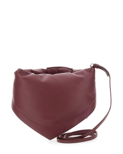 FEDERICO CINA Brown 'tortellino' Bordeaux Midi Handbag With Adjustable And Removable Shoulder Strap And Logo Lettering On The Front In Leather Woman
