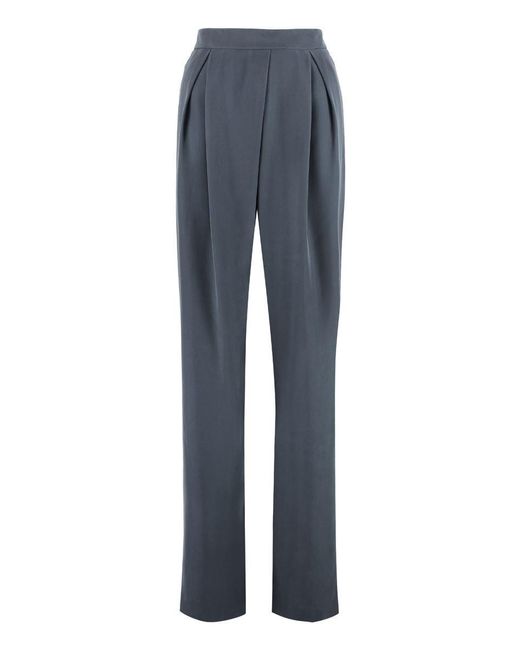 Giorgio Armani Blue Silk Trousers