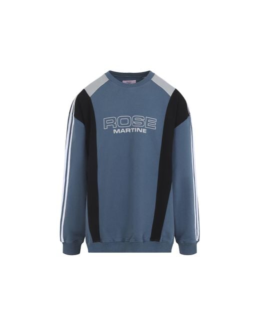 Martine Rose Blue Agean Cotton Panelled Sweatshirt for men