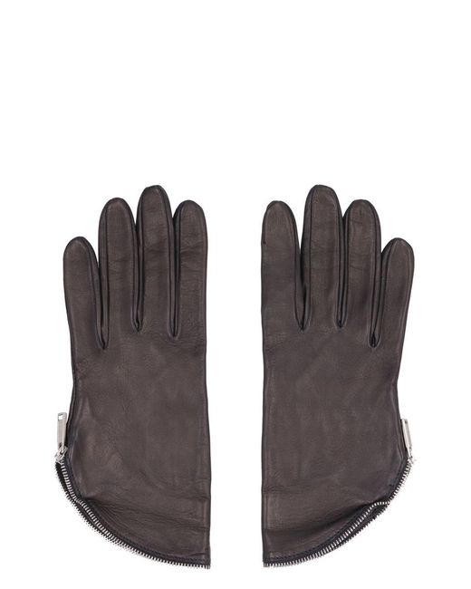 DSquared² Black Nappa Leather Gloves With Decorative Zip
