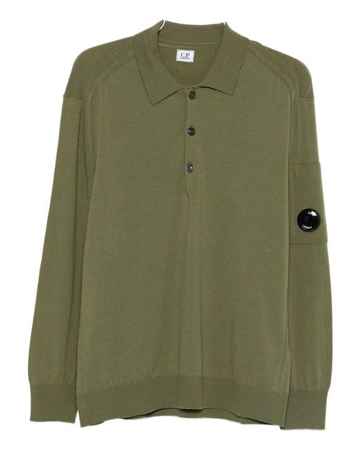 C.P. Company Men's Green Knitwear Polo Collar