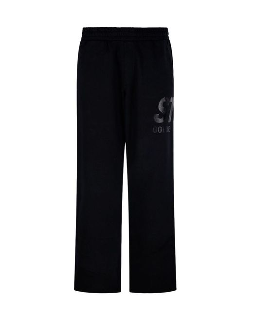 Golden Goose Deluxe Brand Black Wide Jogging Pant Logo Print for men