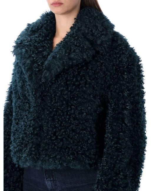 Stand Studio Blue Samara Curly Faux Fur Jacket