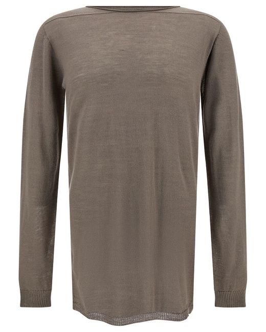 Rick Owens Brown Long-Sleeve Top With Boat Neckline for men