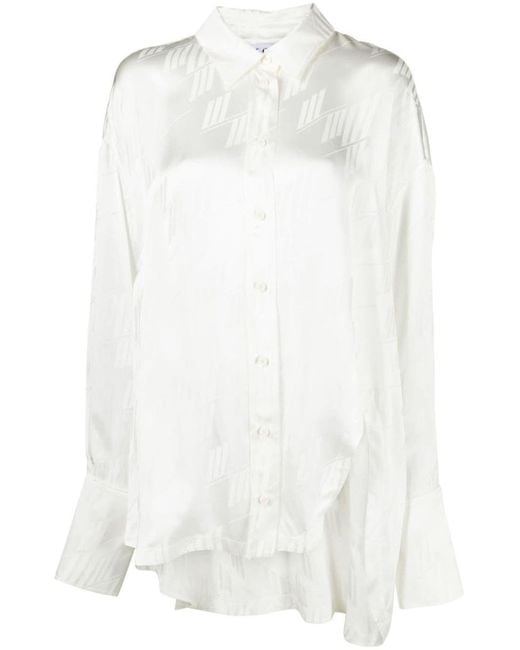 The Attico White Diana Asymmetric Jacquard Shirt