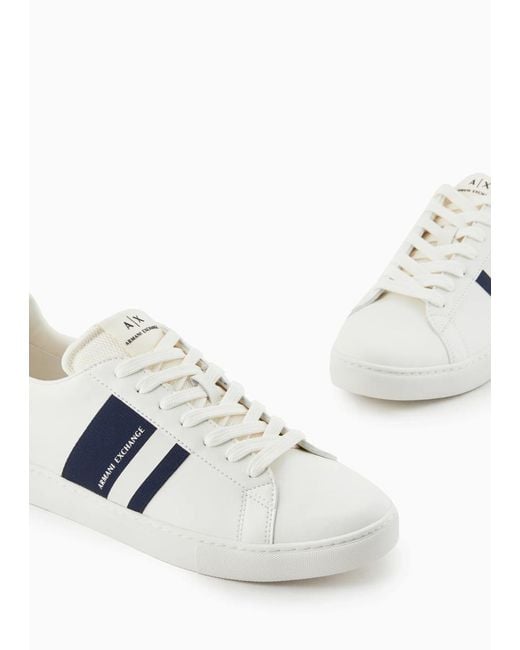 Armani Exchange White Sneakers With Logo Patch for men