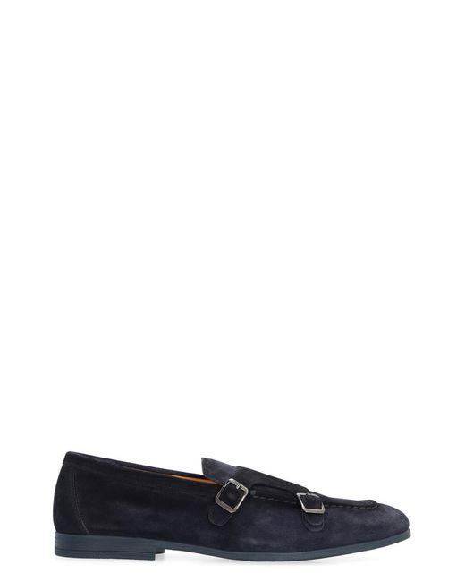 Doucal's Black Duke Suede Monk-Strap Shoes for men