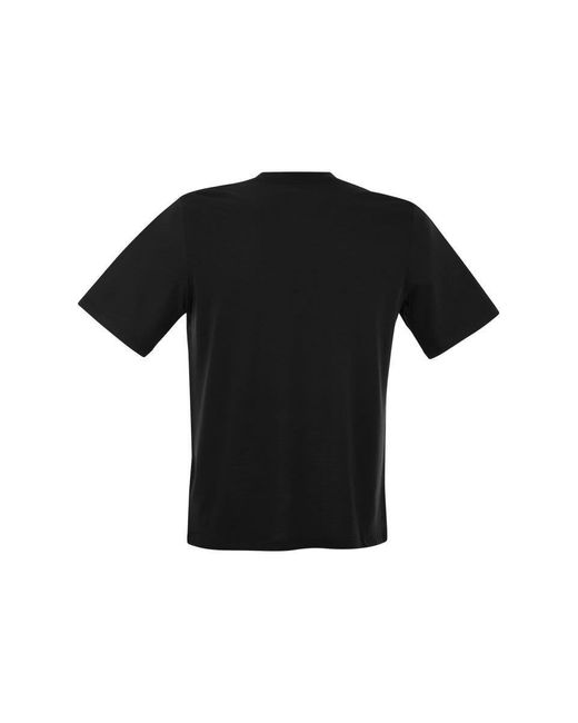 Majestic Filatures Black Short-sleeved T-shirt In Lyocell And Cotton for men