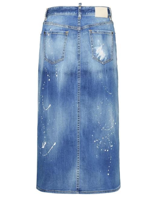 DSquared² Blue Cotton Blend Skirt