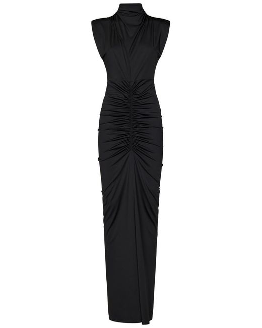 Victoria Beckham Black Ruched Jersey Gown Long Dress