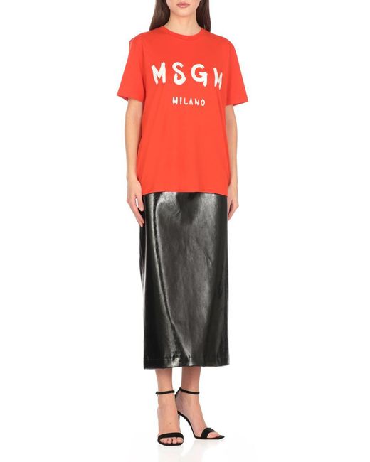 MSGM Orange T-Shirts And Polos