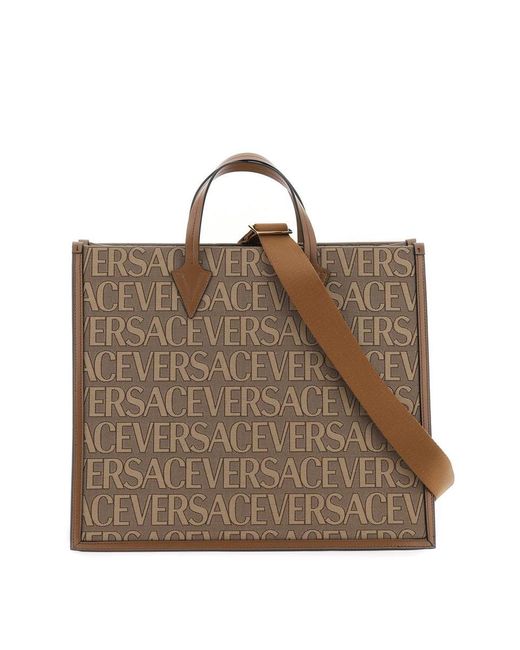 Versace Brown All Over Logo Large Tote Bag for men