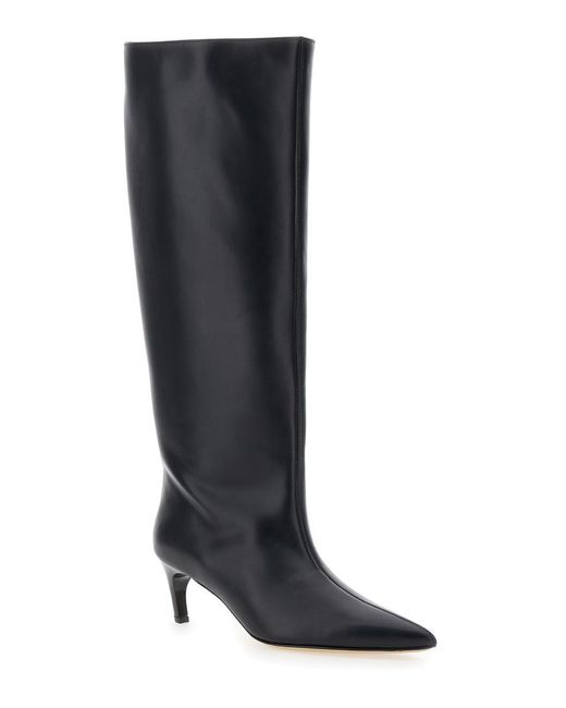 Semicouture Black High Boots With Pointed Toe And Low Heel
