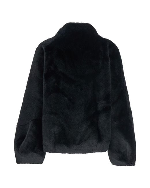 Plain Black Fake Mink Fur Jacket