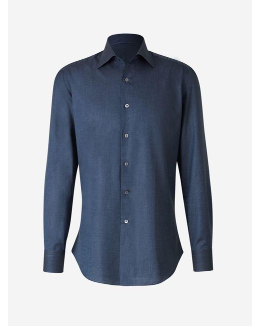 Fray Men's Blue Cotton Light Shirt