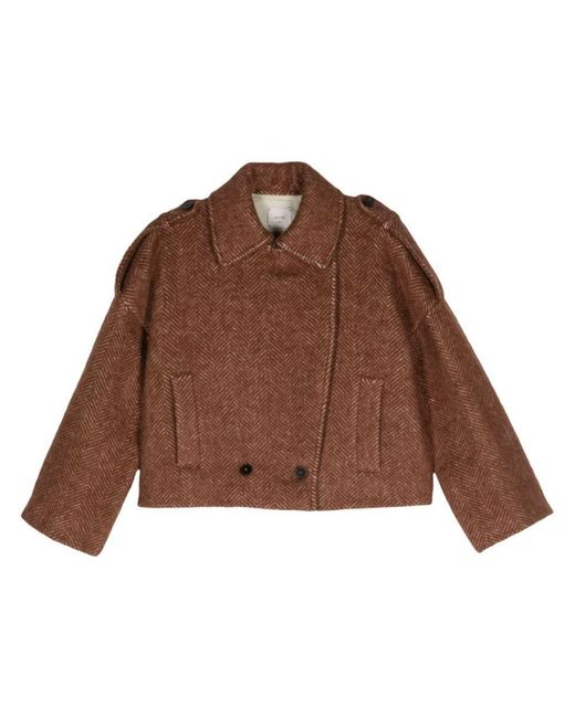 Alysi Brown Wool Cropped Coat