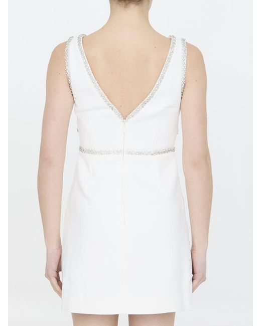Self-Portrait White Bonded Crepe Bow Mini Dress
