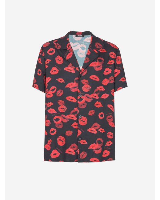 Balmain Red Twill Print Shirt for men