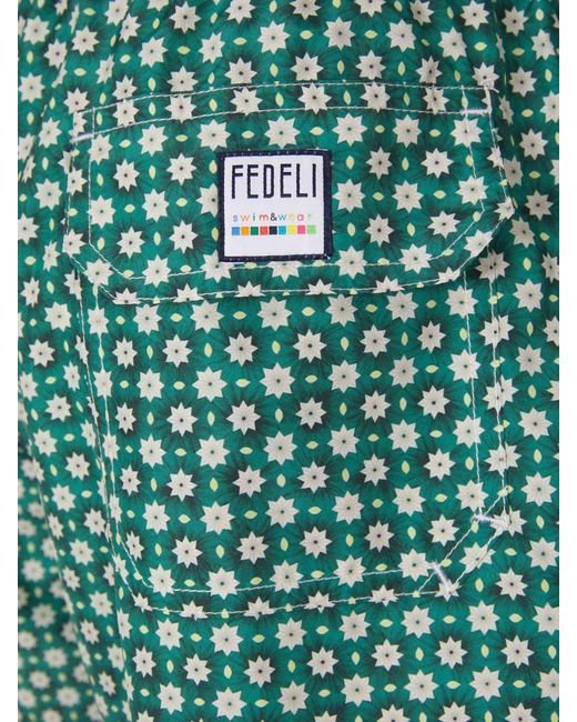 Fedeli Green Floral Motif Swimsuit for men