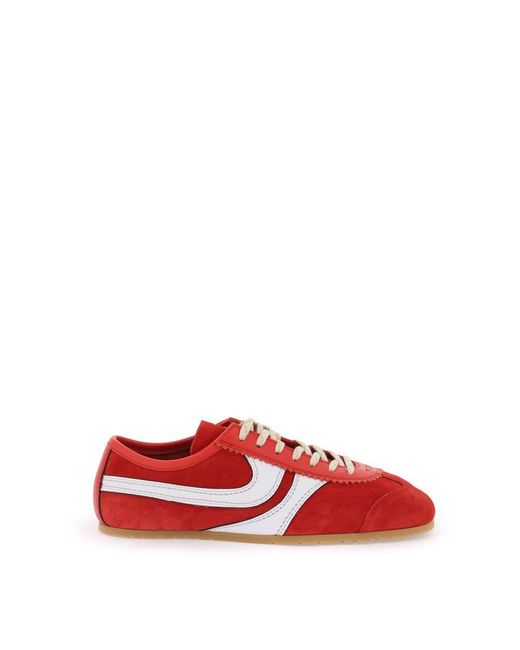 Dries Van Noten Red Suede Sneakers For Stylish