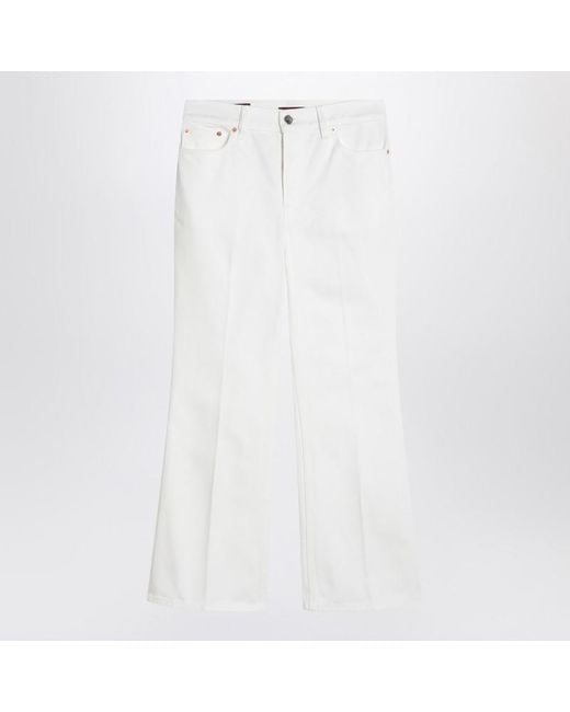Gucci White Short Flare Trousers