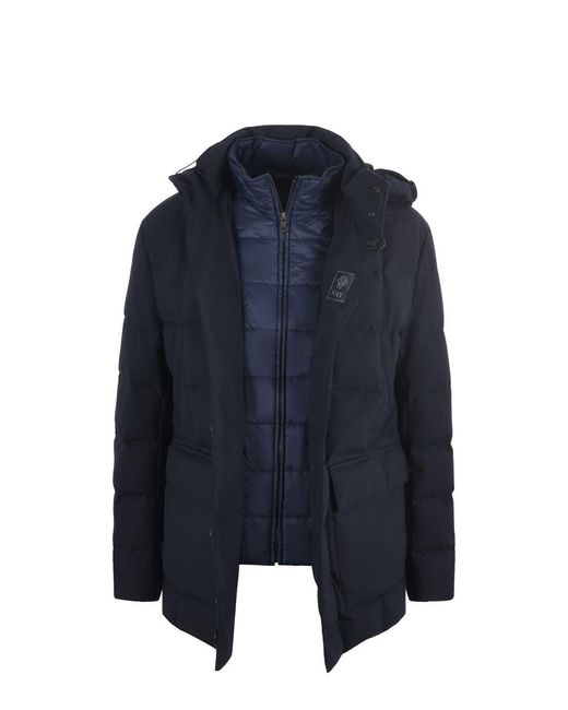 Fay Blue Canvas Down Jacket for men