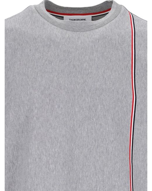 Thom Browne Gray Tricolor Detail T-shirt for men