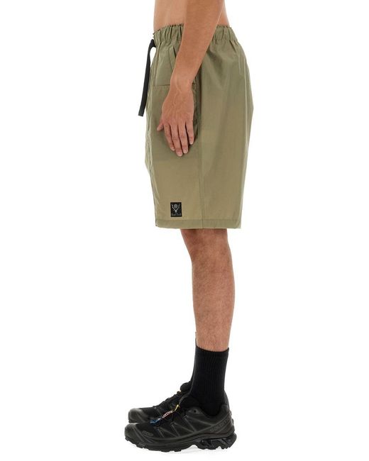 South2 West8 Green Nylon Bermuda Shorts for men