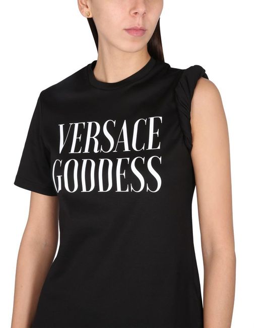 Versace Black T-shirt With Slogan Print