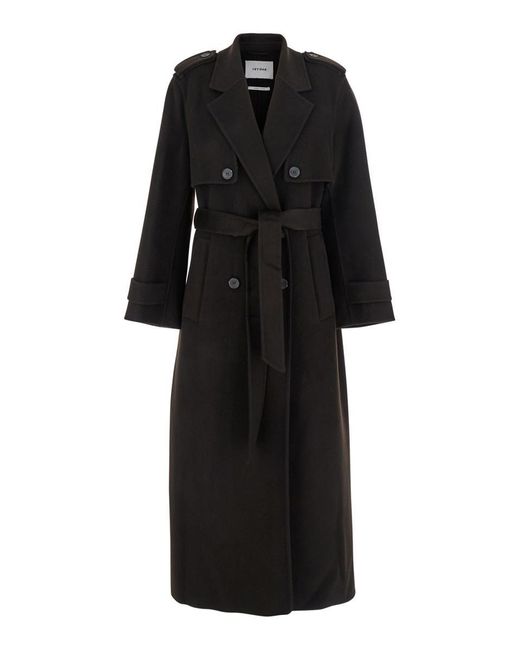 IVY & OAK Black 'Colette Ann' Double-Breasted Coat With Wide Notched Revers