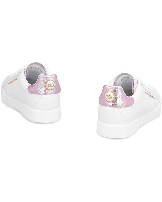 Dolce & Gabbana White Portofino Leather Low-Top Sneakers