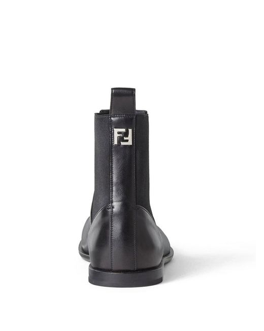 Fendi Black Ff Squared Chelsea Boots for men