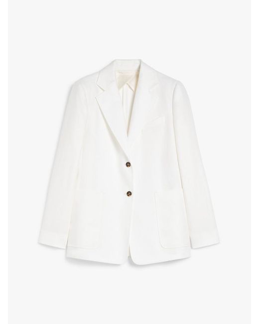 【関税込み】Max Mara Single-breasted linen blazer Max Mara Single-Breasted Linen Blazer in White | Lyst