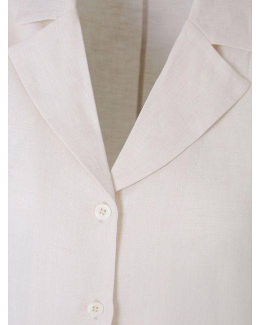 Peserico White Short Linen Shirt