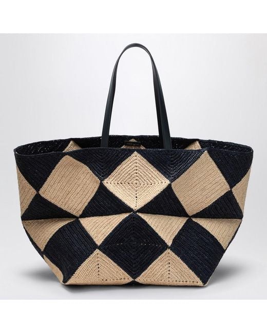 Loewe Black Puzzle Fold Tote Xxl Natural/ Raffia Bag for men